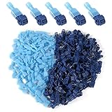 Diitao 240 Pcs/120 Pairs T Tap Wire Connectors 16-14 AWG Kit Quick Splice Wire Terminals T Tap Electrical Connectors Insulated Male Quick Disconnect Terminal Blue
