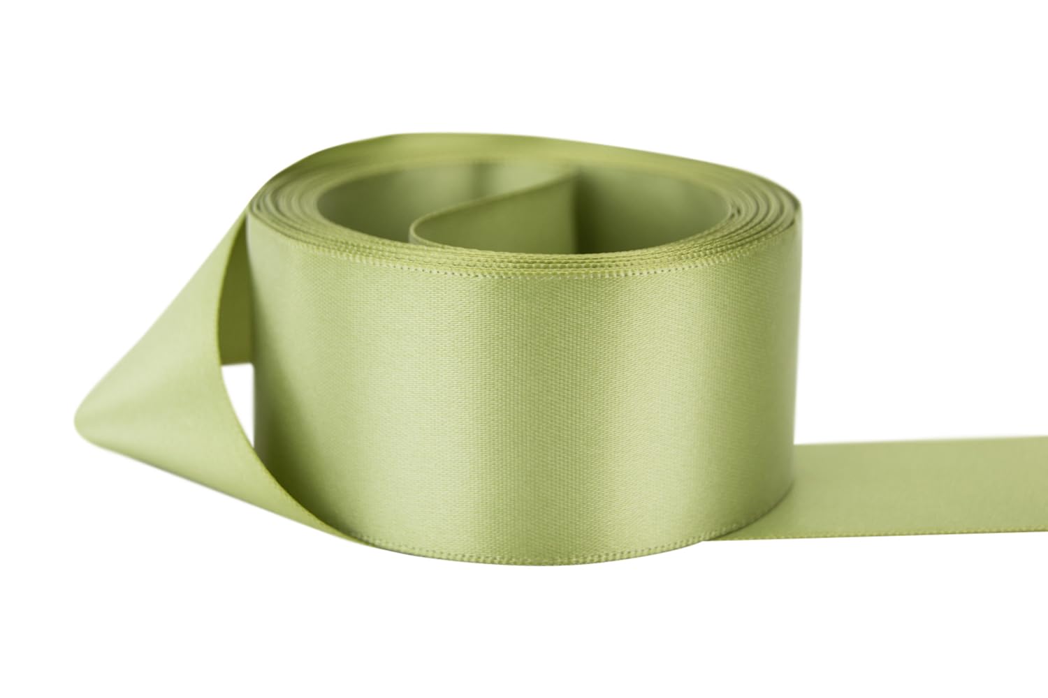 Ribbon Bazaar Double Faced Satin - Premium Gloss Finish - 100% Polyester Ribbon for Gift Wrapping, Crafts, Scrapbooking, Hair Bow, Decorating &amp; More - 1-1/2" Spring Moss 50yd Spool