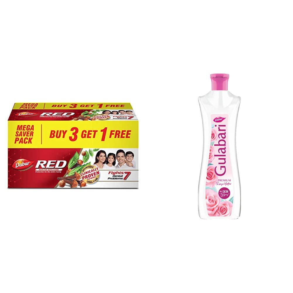 Dabur Red Paste - India's No.1 Ayurvedic Paste, Provides Protection Plaque Removal, Toothache, Yellow Teeth, Bad Breath- 600g (150gm*4) & Dabur Gulabari Premium Rose Water – Natural, 400 ml-image-30