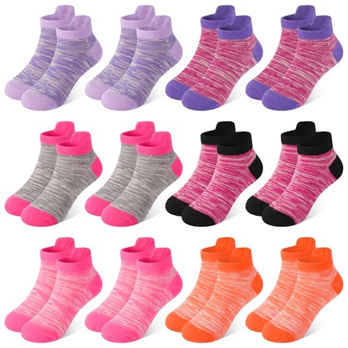 LAETBBE 12 Paare Mädchen Socken Kinder Kindersocken Schulkind Socken Mädchen Sneakersocken Baumwolle 5-7 Jahre