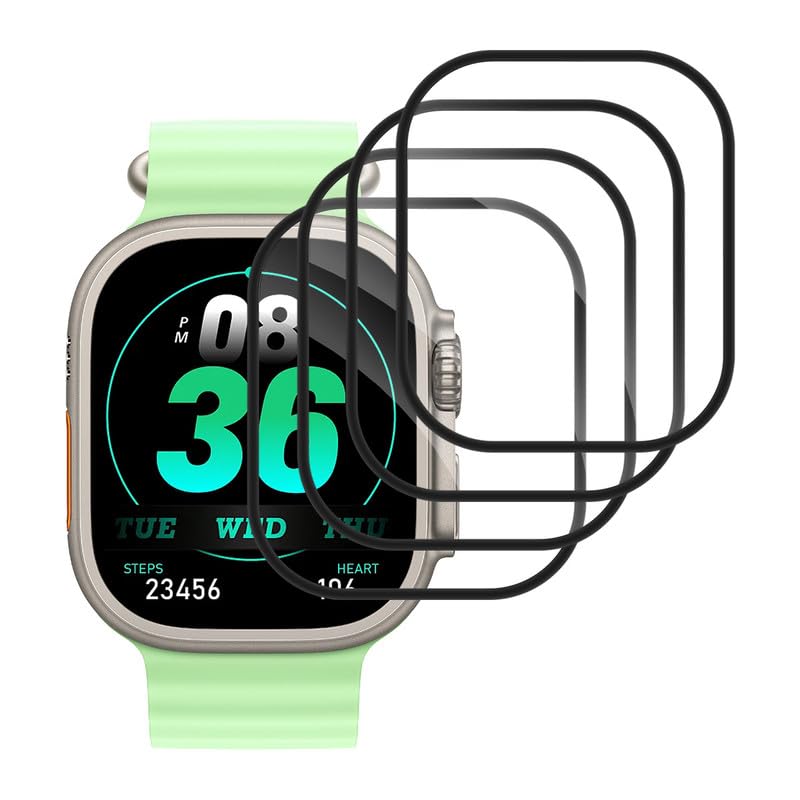 FOXZKISS 4 Stück Blasenfreie Panzerfolie für Apple Watch Ultra 3 49mm Schutzfolie Panzerglas,9H Härte Anti-Kratzer Schutzglas für Apple Watch Ultra 3 49mm Displayschutz, HD-Klar Ultra-Dünn Folie