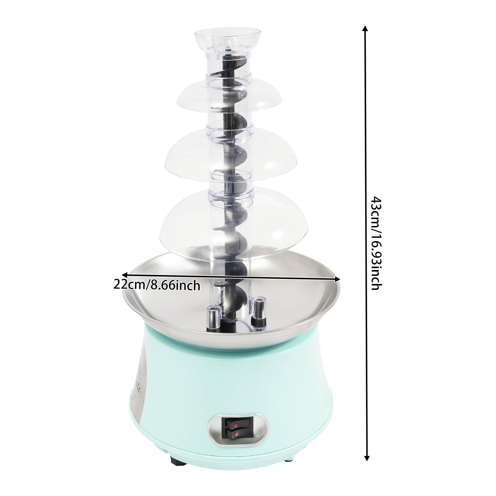 DCEHKR Chocolate Fountain Machine, Large Chocolate Waterfall Machine, 4 Tier Electric Chocolate Fountain Machine, Hot Chocolate Fondue Tower for Chocolate Cheese Candy Butter (Blue)