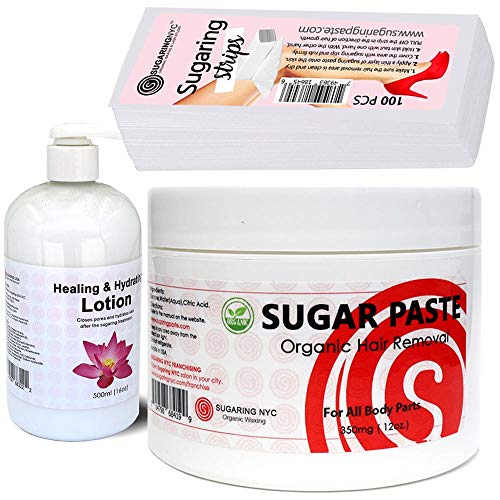 Sugaring Paste for Legs Bondage technique + kit of 100 Sugaring Nylon Strips & Healing Lotion image 4