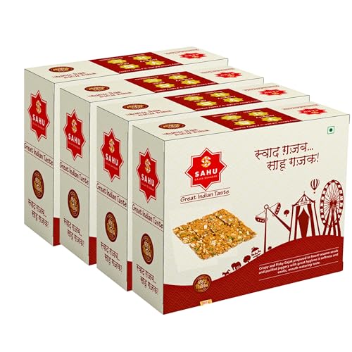 Image of SAHU GAJAK BHANDAR Peanut Chikki 2100g, 6 x 350g Packs | Mungfali Gazak, No Preservatives or Colors, No Liquid Glucose, Made with Cow Ghee, Traditional Sweets