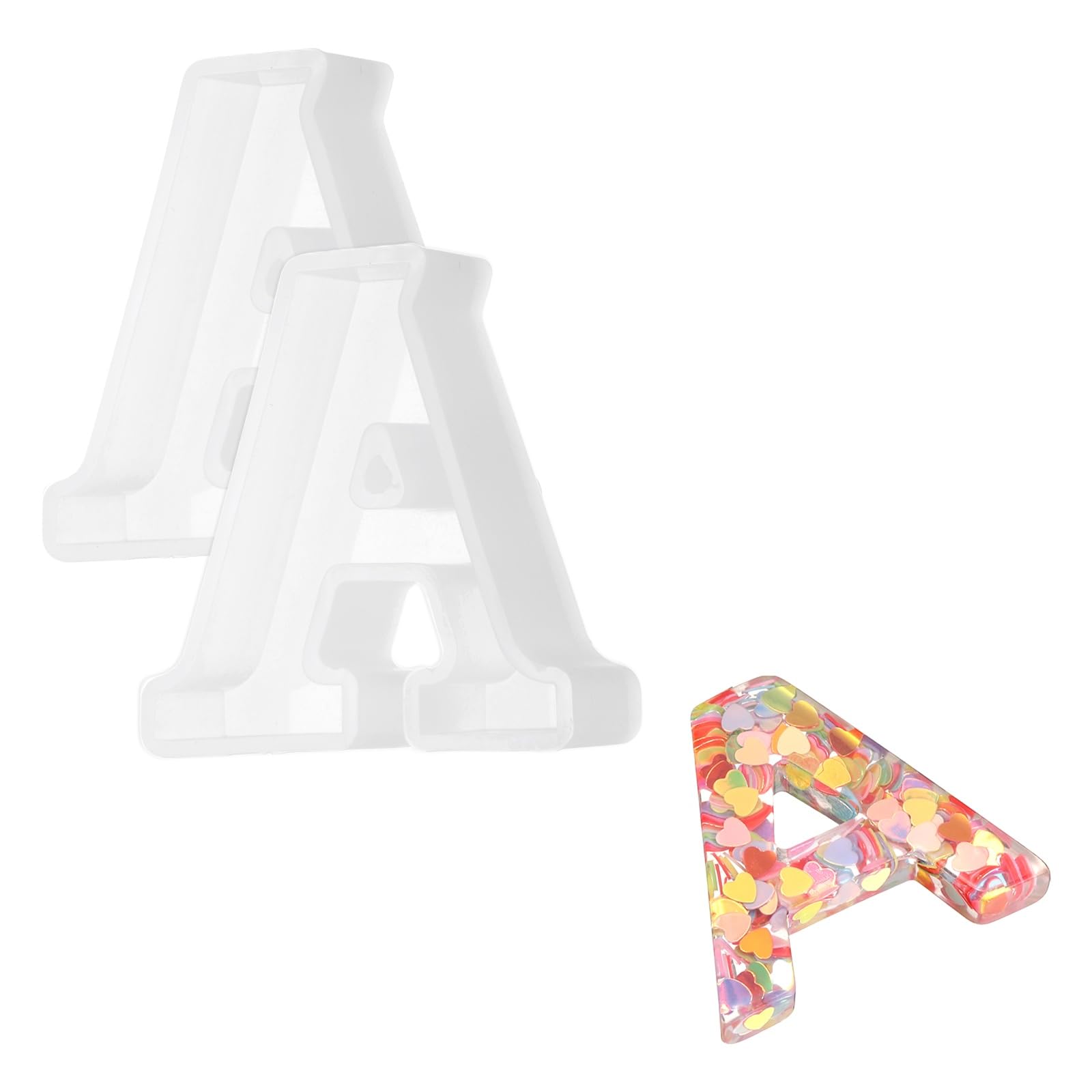 sourcing map 2Pcs 2.5 Inch Resin Letter Moulds,A Capital Alphabet 3D Silicone Letter Casting Moulds for Candle Making DIY Crafts Word Sign Art Party Home Decor