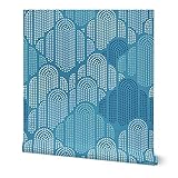 Spoonflower Commercial Grade Wallpaper 27ft x 2ft - Art Deco Clouds Large Dots Polka Sky Geometric Cloud Modern Fun Traditional Wallpaper