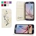 Produktbild COOVY® Cover für Samsung Galaxy S6 SM-G920F SM-G920 Case Wallet Schutz Etui mit Kartenfach, Standfunktion + Schutzfolie - Design Blume | Farbe Weiss