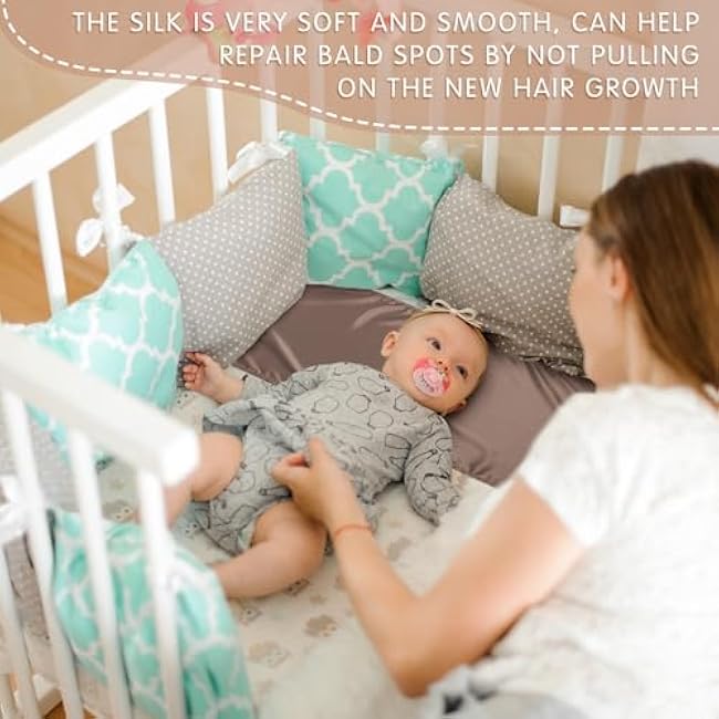 Hosuly 2 Pcs Satin Bassinet Sheet Baby Hair Soft Silk Feeling Sheet Baby Bassinet for Rectangle Cradle Pad Mattress Boys Girls Newborn Infant(Coffee, Khaki)