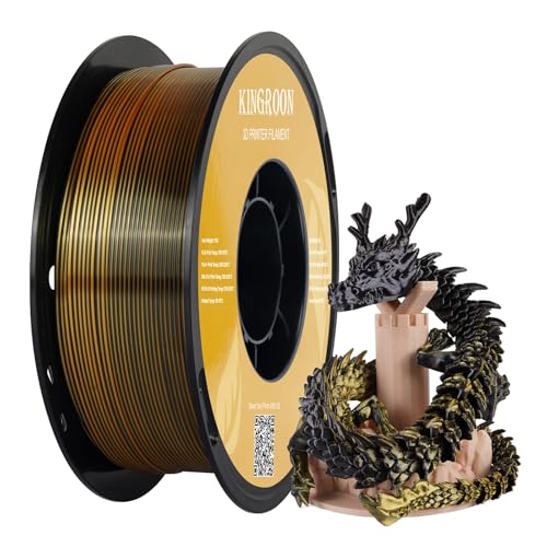 Image of Kingroon PLA Filament, Multicolor Silk PLA Filament, Dual Color 3D Printer Filament, 1.75 mm, Dimensional Accuracy + /- 0.03 mm, 1kg Spool(2.2lbs), Black Gold