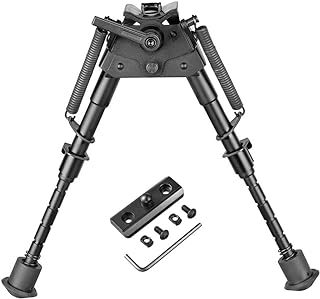 6-9 Inch Tactical Swivel Bipod Foldable Notched Legs Pivot Bi-pod with Adapter Mount Sling Stud Fits on M-Rail - bravovski