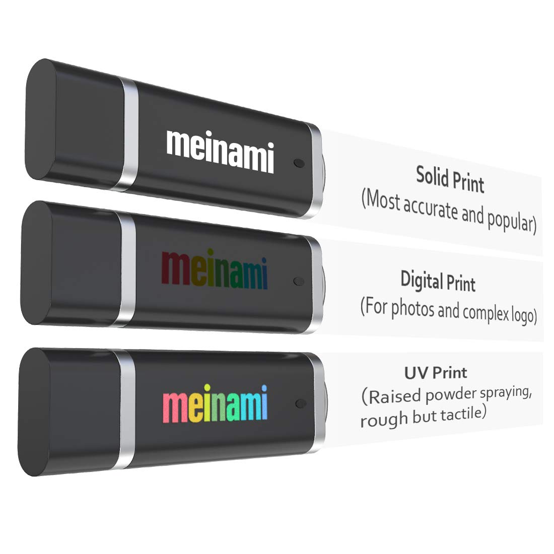 Clé USB Personnalisée Publicitaire 512 Mo avec Logo, Texte 25 Pièces Noir