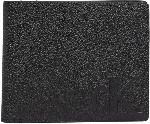 Calvin Klein Herren Geldbeutel Logo Emboss Bifold aus Leder, Schwarz (Black), Einheitsgröße