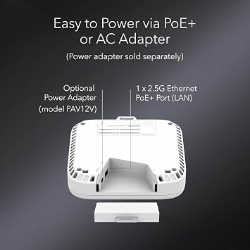 NETGEAR Wireless Access Point (WBE710) - WiFi 7 Tri-Band BE9400 Speed | Up to 600 Client Devices | 1 x 2.5G Ethernet LAN Port | 802.11ax | Insight Remote Management | PoE+ or Optional Power Adapter