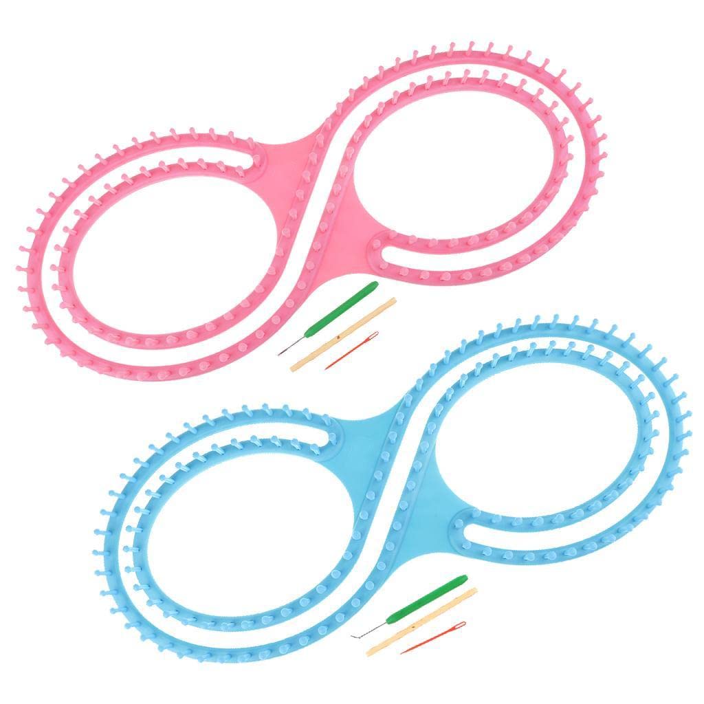 Kit de Tricotin Comprend Planche à Tricoter Métier à Tisser en Plastique Aiguilles Crochet Tube Creux Conçu pour La Création D'Écharpes Bonnets Châles, Rose