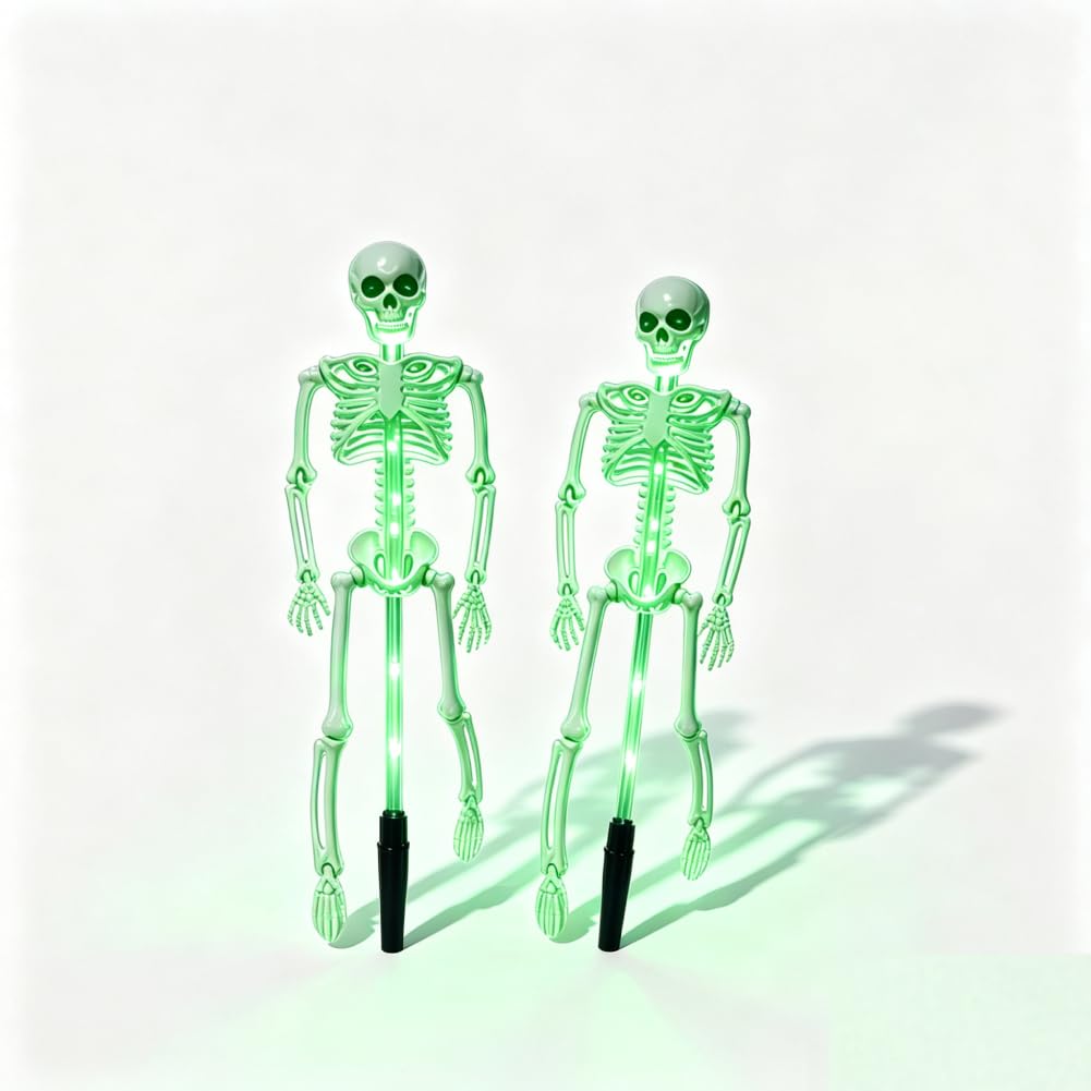 ​Skeleton Lamp Solar Halloween Yard Stake, 3D Creepy LED Light Up Skeleton