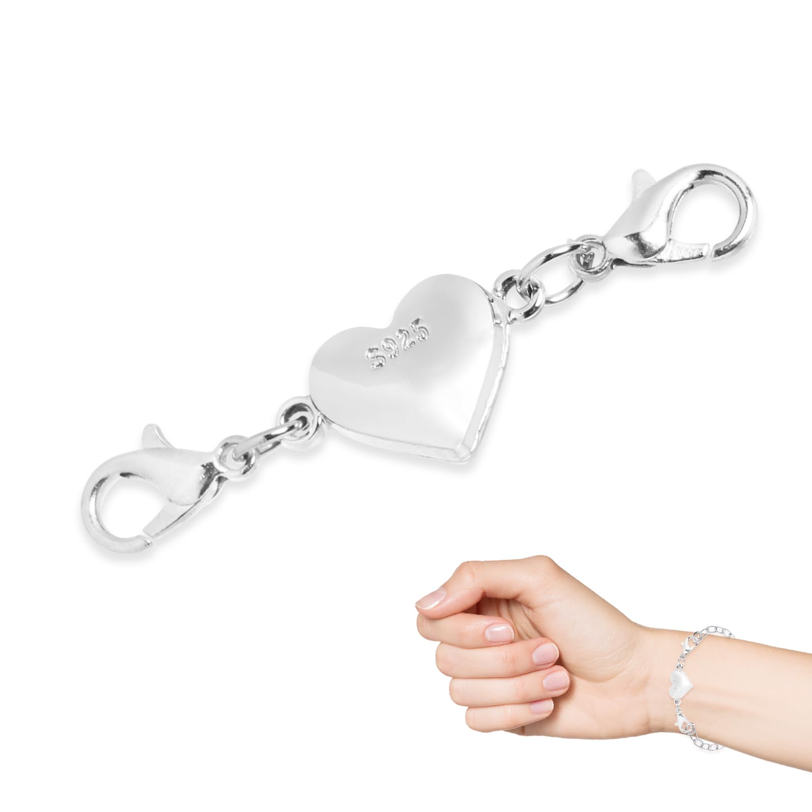 925 Sterling Silver Heart Magnetic Jewelry Clasps