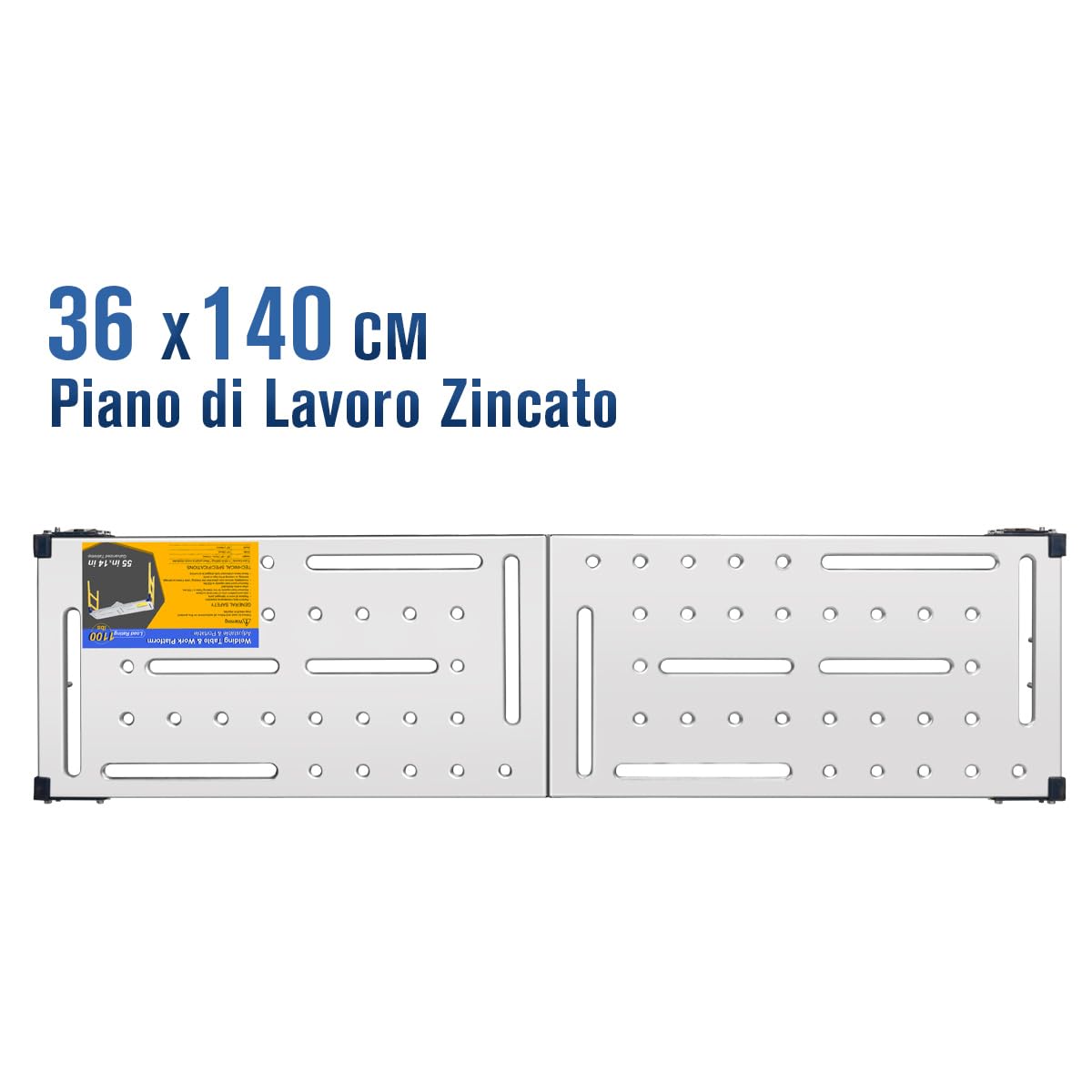Piattaforma da Lavoro Multifunzione 2-in-1 | Trabattello Portatile Tavolo per Saldatura con Ruote | Lavoro Zincata 36x140 cm | Portata 500 KG