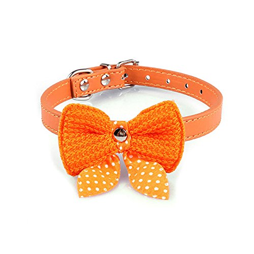 Futaba Knit Bowknot Adjustable Leather Pet Collars Necklace - Orange (B01CD3I5IU) Amazon Price History, Amazon Price Tracker
