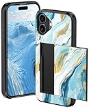 💖【Design Kicktand】La coque pour iPhone 16, la carte de crédit prend en charge la coque arrière comme un support, vous permettant de passer des appels vidéo mains libres, de lire et de regarder des films confortablement n'importe où sur votre téléphone