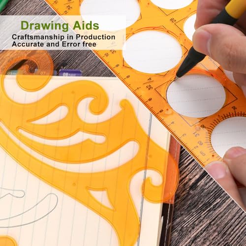 BEPSYOM 3 Stück Architektur Schablone, kreisschablone technisches zeichnen,Zeichenschablone Kunststoff, Technische Zeichnungen Schablone, Messschablonen Lochschablone für Büro, Schul