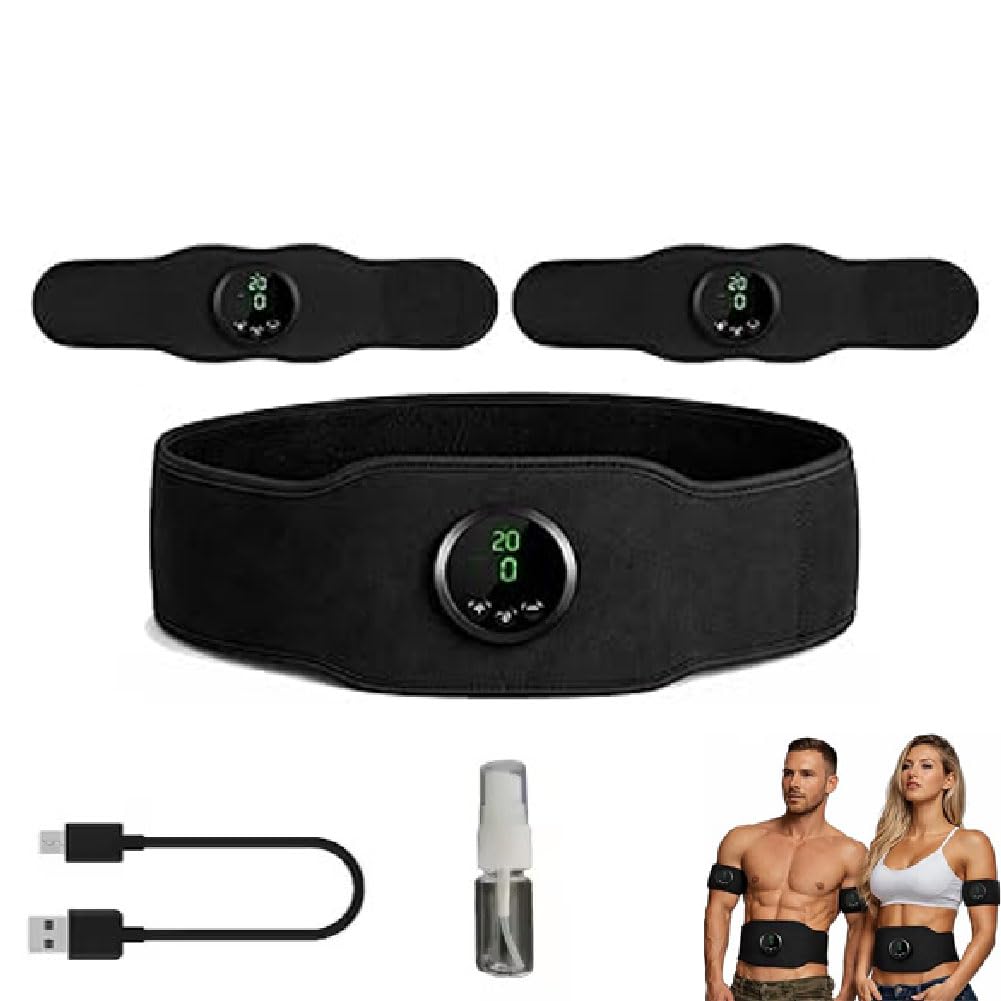 Apeborn Next Gen Ultra Muscle Fitness AB Belt,EMS Bauchtrainer Trainingsgerät,Tragbarer Aufladung Bauchmuskeln Stimulationsgerät mit 12 Modi 19 Intensitäten,Bauchmuskeltrainer für Männer & Frauen