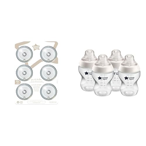 Tommee Tippee Closer to Nature - Tetinas para biberón, flujo rápido, biberones similares a los de pecho y Closer to Nature de flujo lento con