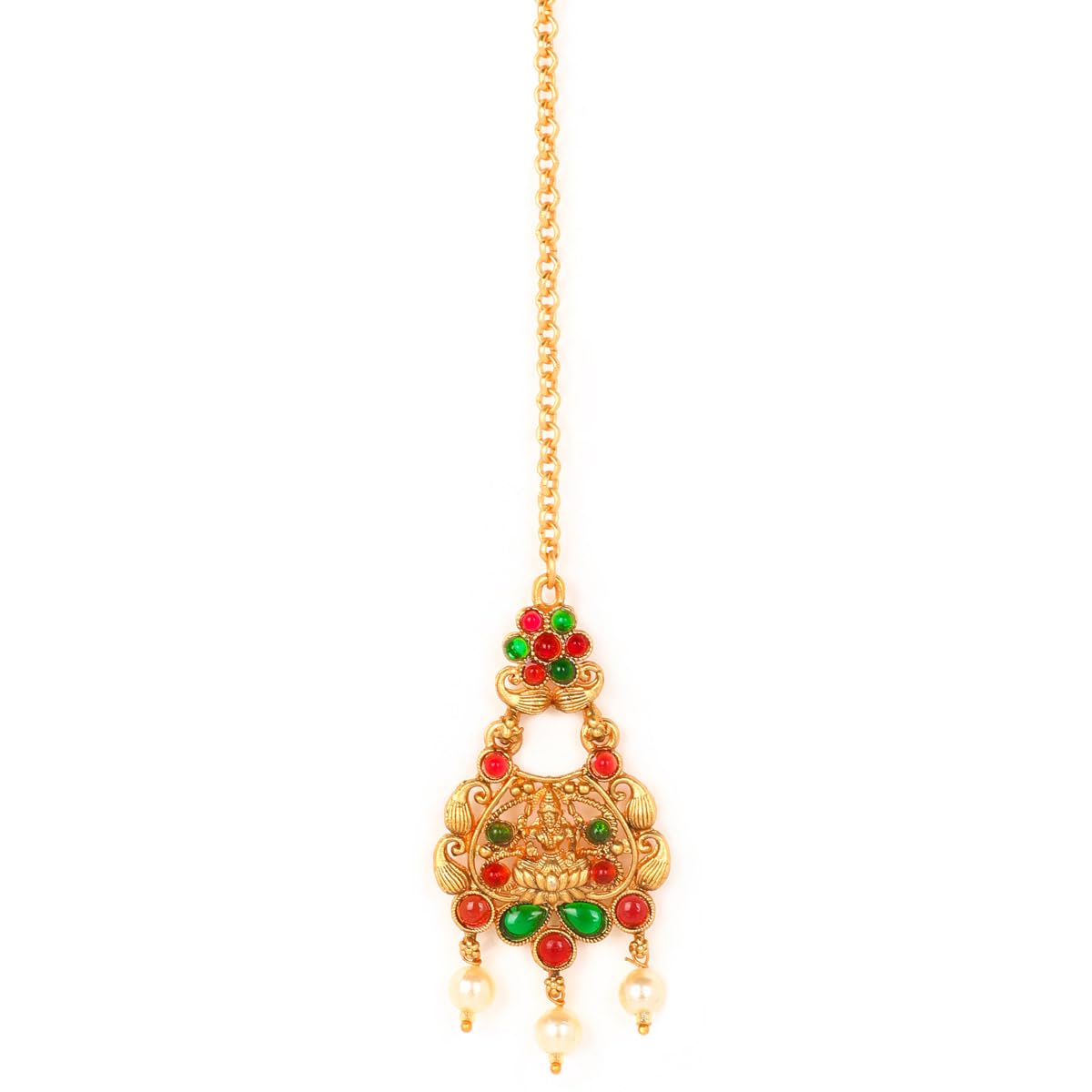Accessher Matte Gold Plated Traditional and Ethnic Semi Precious Stones Embedded Temple Design Inspired Maang Tikka/Maang Tika for Women and Girls Pack of 1| Gifting for Karwachauth | (B0CG1FB3J5) Amazon Price History, Amazon Price Tracker