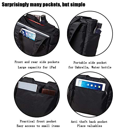 Scorlia Insulated Lunch Shoulder Bag, Extra Large Lunch Tote Handbag, Durable Reusable Cooler Ladies Lunch Box Bag With Side Pockets, Tall Drinks Holder For Women Men Work, Black #TOP4