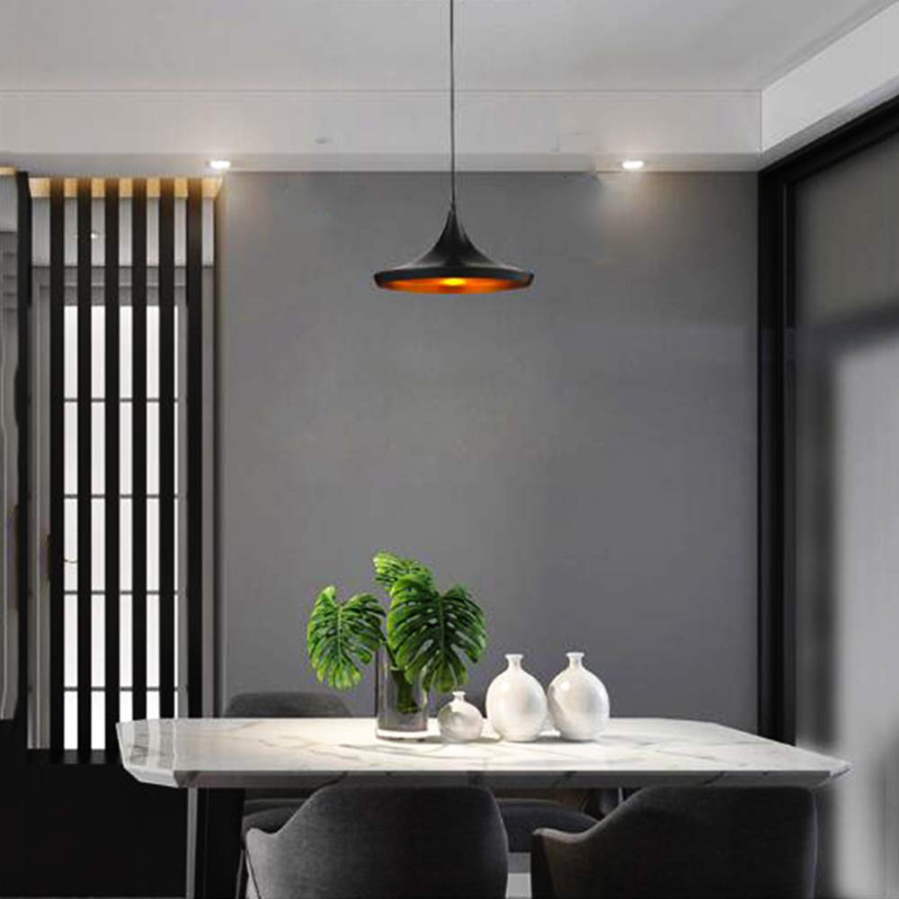 Hängelampe Vintage Industrial Design Schwarz Gold Ø36cm E27 verstellbar Pendelleuchte Esstisch Küche Pendellampe Esszimmer Hotel/Gastronomie Bar wohn-essbereich