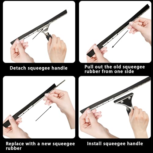 Image of 41 Inch Squeegee Replacement Rubber, Squeegee Rubber Replacement Blade Black Silicone Squeegees Refills for Glass Shower Doors Window Cleaning
