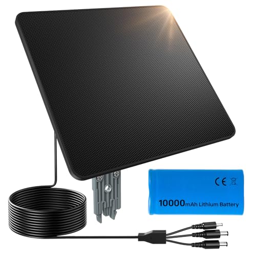 KJK 6W Trail Camera Solar Panels, Solar Battery Charger 12 Volt, Waterproof Hunting Accessory, Ideal for 24/7 Wildlife Monitoring, Compatible with All Wireless/Cellular Trail Cameras, 10000mAh Battery