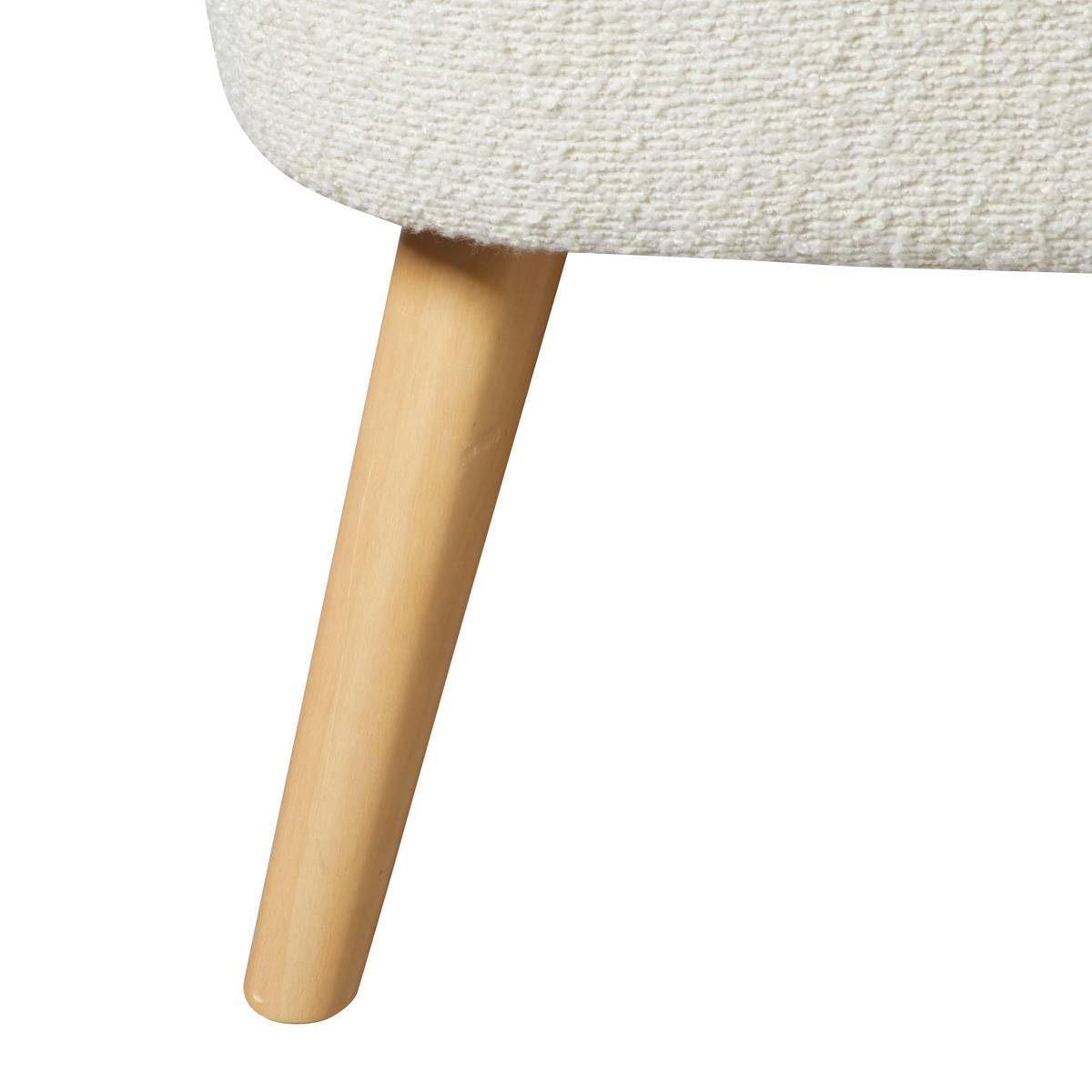 Atmosphera - Fauteuil Naova Tissu Bouclette Blanc, L 78 x P 72 x H 71 cm, Pieds en Bois, Déperlant - pour Salon, Chambre