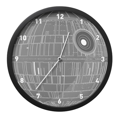 Death Star Leuchtende Wanduhr im Dunkeln - Offiziell lizenziert Star Wars Beleuchtungsdekoration - Inklusive Wandaufkleber, Dekoration für Kinderzimmer, batteriebetrieben, Schwarz