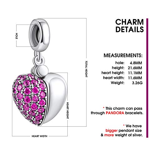 NINGAN Serie d'amore in argento 925 Pendente con perline Regalo di compleanno di San Valentino Adatto per collana di braccialetti da donna