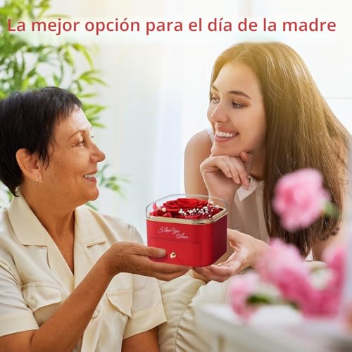 Miniatura 2 de Frfg Rosa Eterna Con Collar Corazón, Rosas Preservadas Con Joyas, Mujer, Idea De Regalo Para Esposa Y Mamá Con Joyas, Día De La Madre, Navidad Rojo