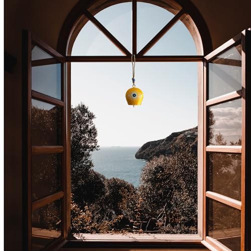 Image of JASMEY HOMES Iron Designer Evil Eye Bell - Yellow