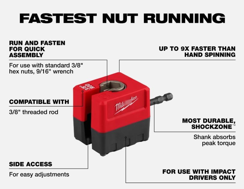 48-32-2391 SHOCKWAVE Impact Duty 3/8" Threaded Rod Nut Runner,Replacement for Milwaukee OEM - Image 2