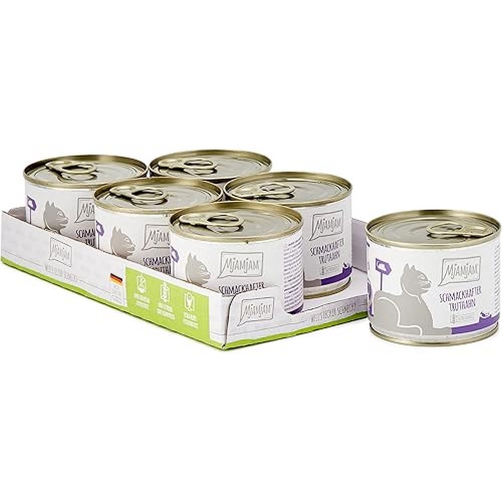 MjAMjAM - cibo umido premium per gatti - gustoso tacchino con deliziose carote, confezione da 6 (6 x 200 g), senza cereali con carne extra