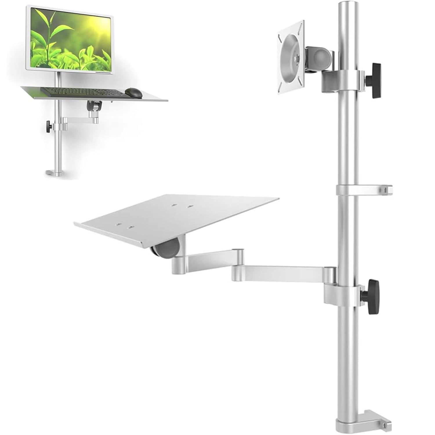 OSPSHPG Monitor Arm Desk Mount, Single Arm Computer Screen Workstation, With Keyboard Tray, Load Capacity 10kg, Adjustable Workstation Arm, For 17-27 Inch Screens, For Office, Workstation
