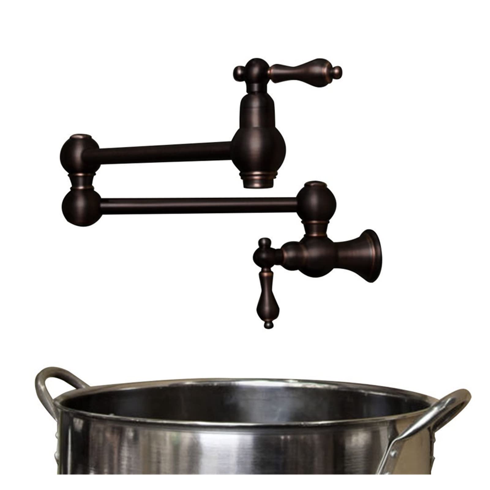 Pote de latón macizo Puntas relleno doble articulación la pared del montaje en olla grifo(Nero)