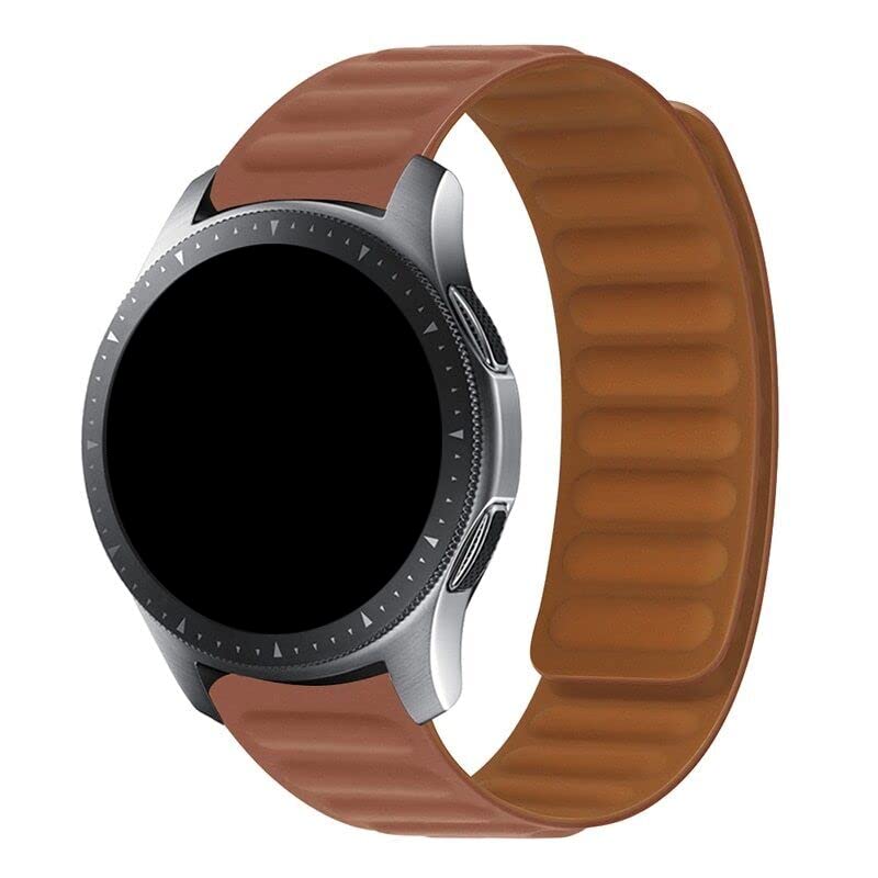 T TECLUSIVE Premium Leather Magnetic Strap Band 22mm Loop Compatible for Fossil Gen 6 / Gen 5 Carlyle Julianna HR 44mm / Bronson Collider Hybrid 44mm / Neutra Hybrid HR Watch (Brown)