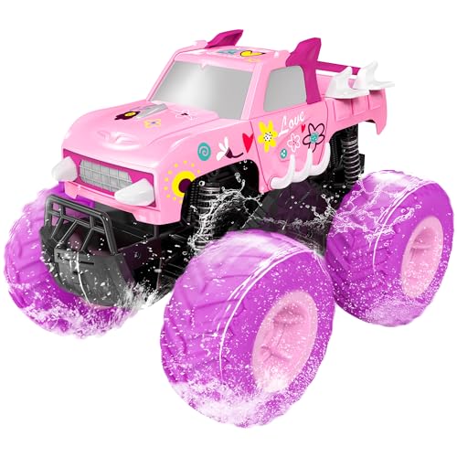 Threeking 1:16 Amphibious Monster Truck Pink Remote Control Car for Girls by Threeking - Used condition - US$38.53