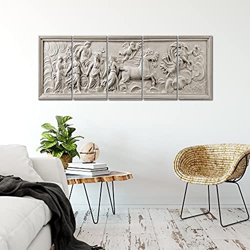 Tableau mural XXL Rome antique bas-relief beige grand format 5 pièces - 5