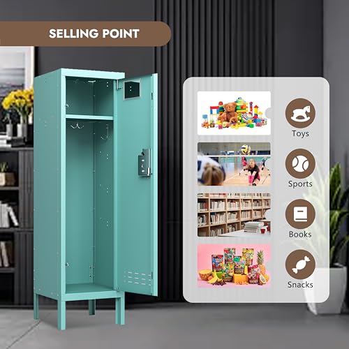 Image of BUTISOW Metal Kids Locker,Metal Cabinet Storage Lockers,Lockable for Employees with Door,54 inch Height Steel Locker,Lockable Steel Locker for Children's Room, Playroom, School,Gym
