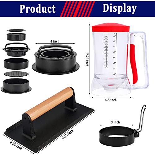 Breakfast-Kit-for-Blackstone-Grill-7-Piece-Griddle-Accessories-Set-Including-Pancake-Batter-Dispenser-Bacon-Press-Egg-Rings-Hamburger-Press-Patty-Maker