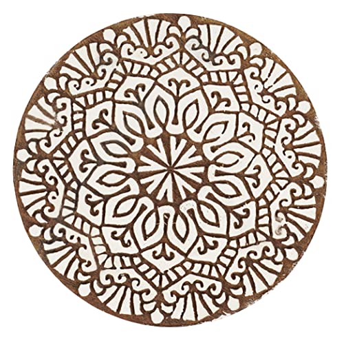 IBA Indianbeautifulart Textile Printing Block Asian Mandala Hand Carved Wooden Stamp Wood Block Printing Textile Stamps for Fabric/Pottery Blocks,5 Inch
