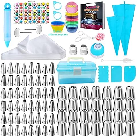 Fishoney Spritztüllen Set Backzubehör Für Torten Torten Zubehör Backset Erwachsene Torten Set Backutensilien Tortenzubehörset 76 Edelstahl Spritztüllen Spritzbeutel Cover