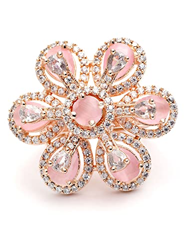 Image of Karatcart Platinum Plated Elegant Austrian Crystal Adjustable Leaf Ring for Women and Girls