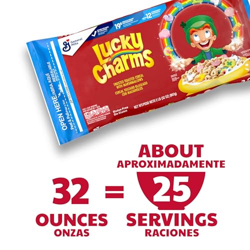 Image of Lucky Charms Gluten Free Cereal with Marshmallows, Kids Breakfast Cereal, Made with Whole Grain, Value Bag, 32 oz