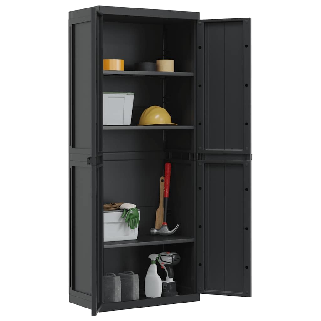 Armoire de Rangement Jardin, Armoire d'extérieur Haute noir 65x37x165 cm PP